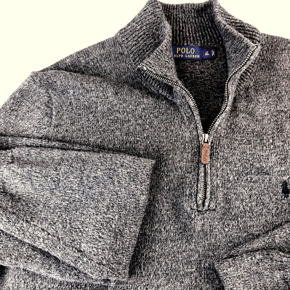 Polo Ralph Lauren Qtr Zip Pullover Mens L Tall Dark Gray